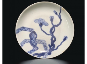Việt nam thanh hoa quá tường mộc lan hoa văn bàn越南青花過墻木蘭花紋盤