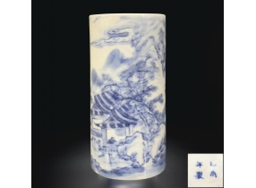 ỐNG BÚT SỨ KÝ KIỂU VẼ TỨ DÂN - HIỆU ĐỀ ẤT DẬU NIÊN CHẾ (乙酉年製) - 1825- HOÀNG TRIỀU MINH MẠNG