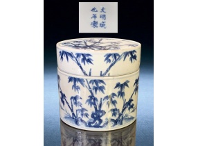  Thanh  thanh hoa thạch trúc từ quán (đại minh tuyên đức niên chế )khoản青 青花石竹瓷罐(大明宣德年製)款 