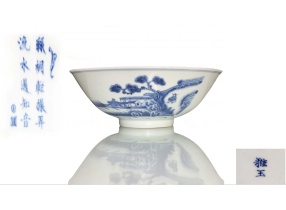 Việt Nam  Thanh hoa bá nha tử kỳ oản越南 青花伯雅子期碗 